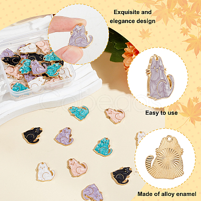 50Pcs 5 Colors Alloy Enamel Pendants ENAM-OC0001-19-1