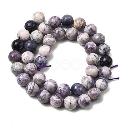 Natural Purple Stripe Jasper Beads Strands G-K350-C03-10mm-1