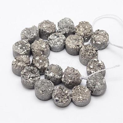 Electroplated Natural Druzy Quartz Crystal Bead Strands G-G889-07-1
