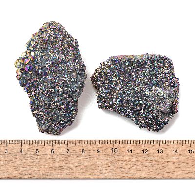 Electroplated Natural Druzy Quartz Crystal Cluster Ornaments RABO-PW0001-179B-1