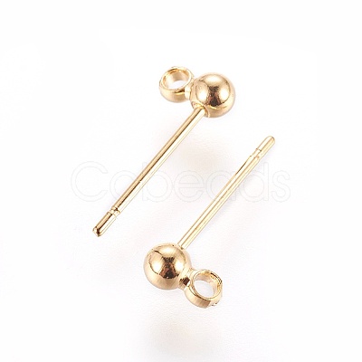 Brass Stud Earring Findings X-KK-I649-09G-NF-1