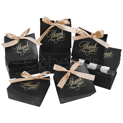 Gold Stamping Thank You Paper Candy Gift Tote Boxes with Ribbon Handle CON-WH0089-252B-1