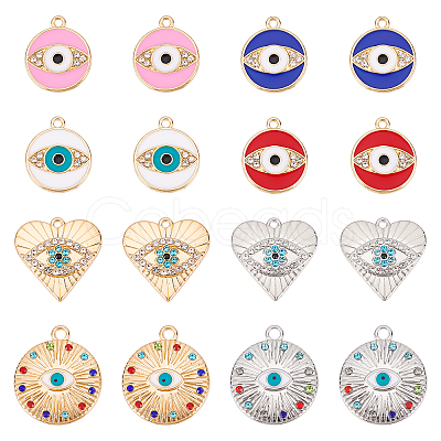 32Pcs 8 Style Rack Plating Alloy Enamel Pendants FIND-FH0005-06-1