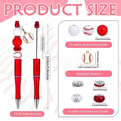 DIY Red Series Personalized Beadable Pen Sets DIY-SZ0009-91-1