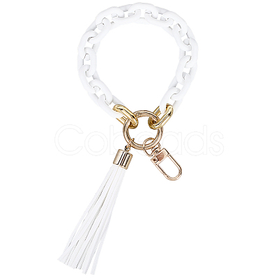 Acrylic & Zine Alloy & PU Pendant Decoration KEYC-WH0052-01B-1