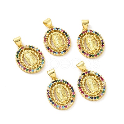 Rack Plating Eco-Friendly Brass Micro Pave Cubic Zirconia Pendants KK-F844-04G-1