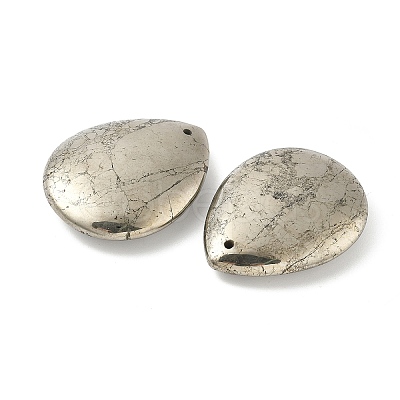 Teardrop Natural Pyrite Pendants G-I125-35A-A-1