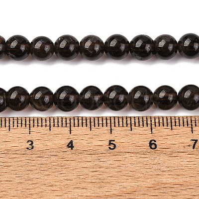Natural Smoky Quartz Round Beads Strands X-G-E329-6mm-38-1