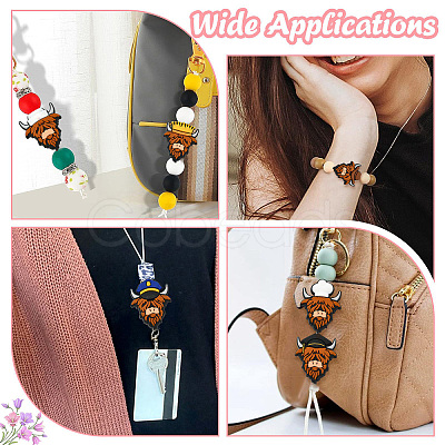 14Pcs 7 Styles Cattle Food Grade Silicone Focal Beads SIL-CJ0003-11-1