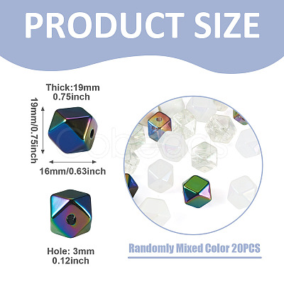 20Pcs UV Plating Acrylic Beads OACR-TADJ0001-05-1