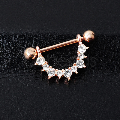 316 Surgical Stainless Steel Micro Pave Clear Cubic Zirconia Piercing Nipple Rings WGC2D91-02-1