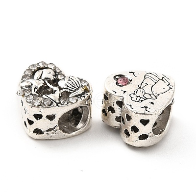 Rack Plating Alloy Rhinestone European Beads PALLOY-P289-31AS-01-1