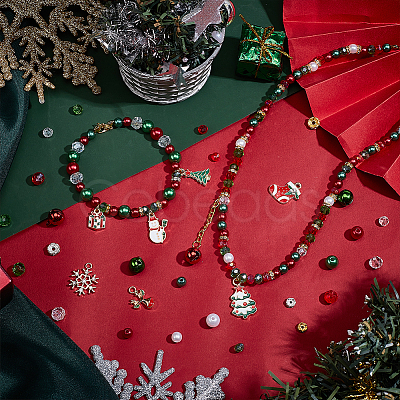 Christmas Theme DIY Beads & Pendant Jewelry Making Findings Kit DIY-PH0022-39-1