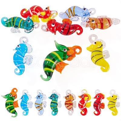 8Pcs 8 Styles Handmade Lampwork Pendants LAMP-TA0001-98-1