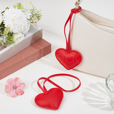 PU Leather Heart Pendant Decorations HJEW-CL0001-12A-1