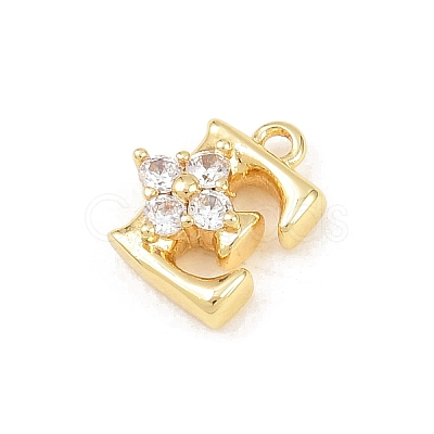 Brass Micro Pave Clear Cubic Zirconia Charms KK-Z151-18G-E-1