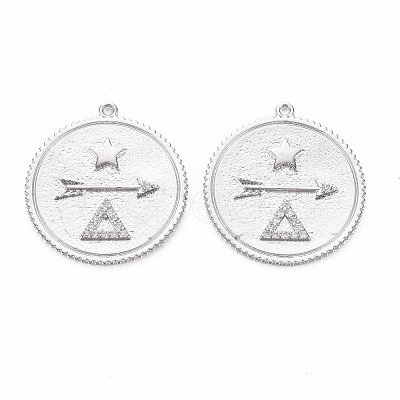 Brass Micro Pave Clear Cubic Zirconia Pendants KK-S356-693-1