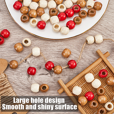 180Pcs 3 Colors Dyed Wood European Beads WOOD-GF0002-08-1