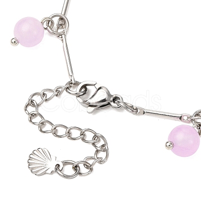 3Pcs Stainless Steel and Natural & Dyed Malaysia Jade Charm Bracelets BJEW-JB12418-1