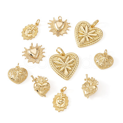 10Pcs 5 Styles Brass Pendants KK-TA0008-41-1
