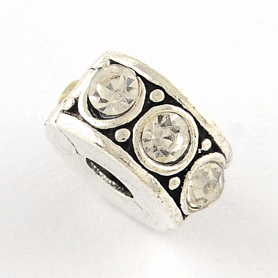 Brass Rhinestone European Clasps KK-N291-01AS-07-1