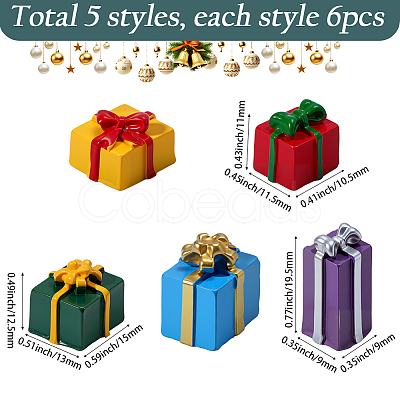 30Pcs 5 Styles Christmas Opaque Resin Cabochons CRES-SC0003-23-1