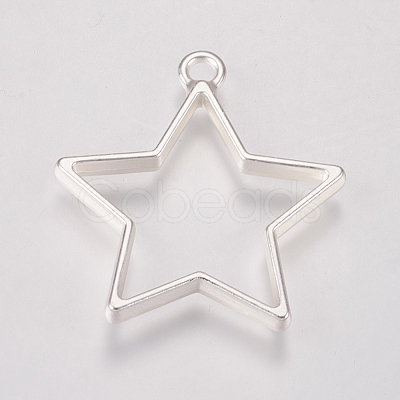 Rack Plating Alloy Star Open Back Bezel Pendants PALLOY-S047-40B-FF-1