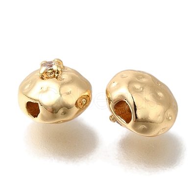 Brass Micro Pave Cubic Zirconia Beads KK-Q001-21G-1