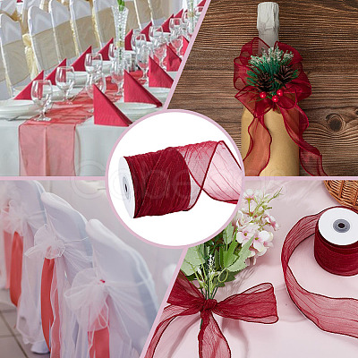 Polyester Organza Ribbons SRIB-WH0011-357B-1