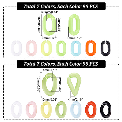 1260Pcs 14 Style Opaque Acrylic Linking Rings SACR-DC0001-01-1