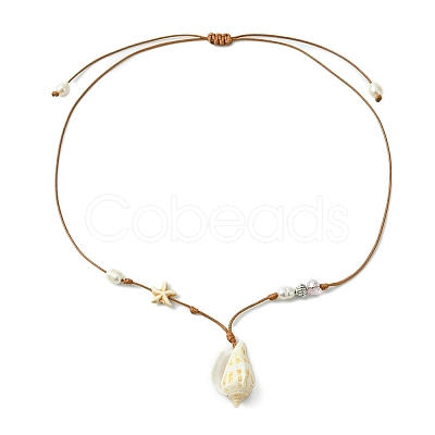 Shell Pendant Necklaces NJEW-TA00179-03-1
