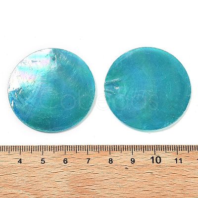 Spray Painted Natural Capiz Shell Pendants SSHEL-Z002-01B-1