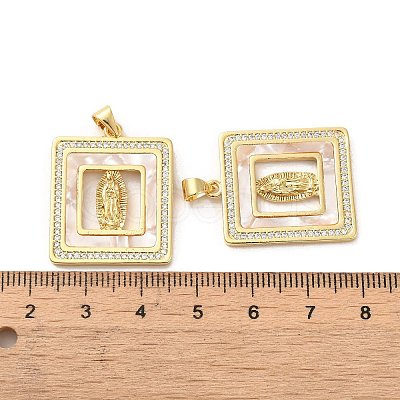 Rack Plating Brass Micro Pave Clear Cubic Zirconia Pendants KK-A206-01G-1