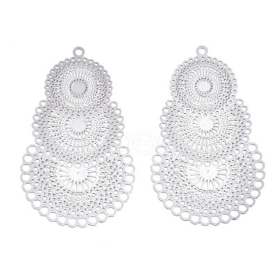 Tarnish Resistant 304 Stainless Steel Filigree Pendants STAS-R102-10P-1
