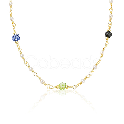 Glass Pearl & Flower Beaded Chains CHC-CJ0001-69-1