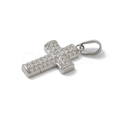 304 Stainless Steel Micro Pave Cubic Zirconia Pendants STAS-Z107-08P-16-1