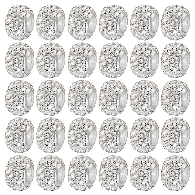 100Pcs Polymer Clay Rhinestone European Beads RB-PH0001-54A-1