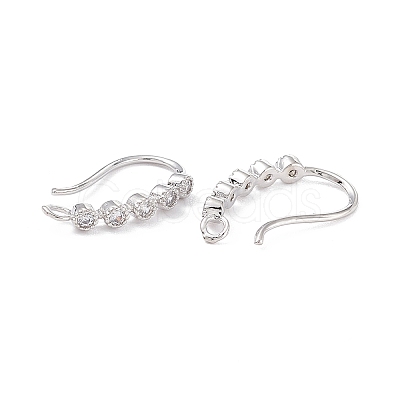 Rack Plating Brass Micro Pave Cubic Zirconia Earring Hooks X-ZIRC-F126-07P-1