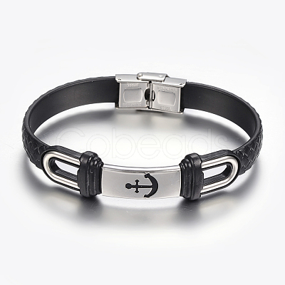 PU Leather Braided Cord Bracelets BJEW-E324-C07-1