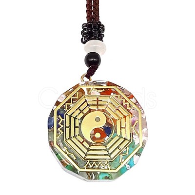 Orgonite Chakra Natural & Synthetic Mixed Stone Pendant Necklaces PZ4674-10-1