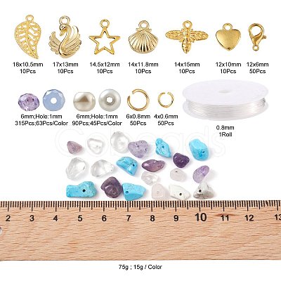 DIY Mixed Stone Chip & Glass Beads Jewelry Set Making Kit DIY-FS0002-34-1