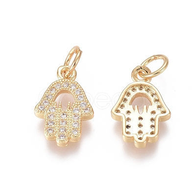 Brass Micro Pave Clear Cubic Zirconia Charms ZIRC-I036-08G-1
