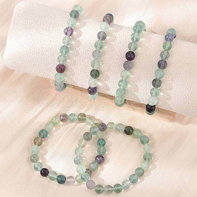 Natural Fluorite Stretch Bracelets BJEW-E373-8mm-10-1