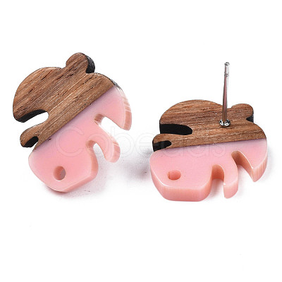 Resin & Walnut Wood Stud Earring Findings MAK-N032-027A-1