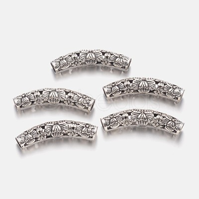 Flower Pattern Hollow Alloy Tube Beads PALLOY-K192-55AS-1