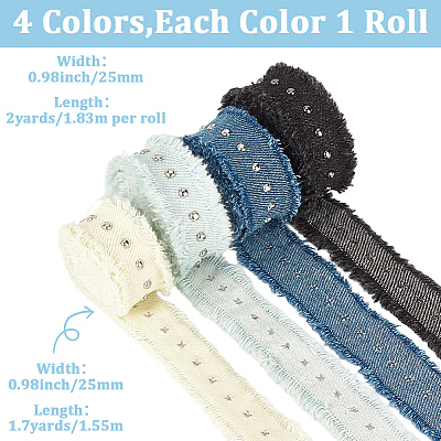 4Pcs 4 Colors Cotton Ribbon OCOR-CY0003-77-1