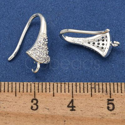 Brass Micro Pave Clear Cubic Zirconia Earring Hooks KK-R149-22S-1