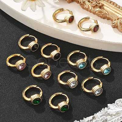 304 Stainless Steel Flat Round Hoop Earrings EJEW-P309-02G-1