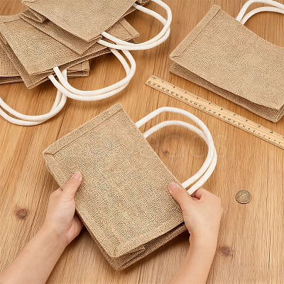 Reusable Jute Tote Bags AJEW-WH0816-490-1