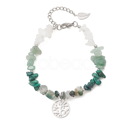 Natural Mixed Gemstone Chip Beaded Bracelest BJEW-JB12976-04-1